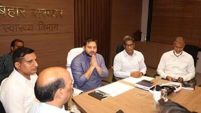 Bihar’s deputy chief minister Tejashwi Yadav takes charge as state’s health minister, in Patna on Friday. (Santosh Kumar) Bihar’s deputy chief minister Tejashwi Yadav takes charge as state’s health minister, in Patna on Friday. (Santosh Kumar)
