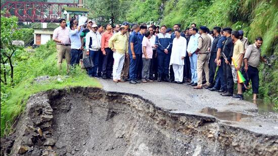 Uttarakhand chief minister Pushkar Singh Dhami inspected the disaster affected areas and instructed the officials to ensure a speedy rescue operation. (ANI)