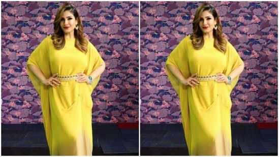 In statement earrings, bracelet and ring from the shelves of Put Style, The Jewel Gallery and My motifs. Raveena aptly accessorised her look for the day.(Instagram/@officialraveenatandon)