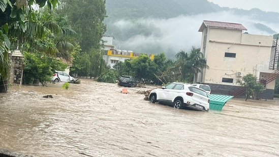 Raipur block of Dehradun district ravaged by continous rains in the district.(Twitter/ Umesh Sharma Kau)