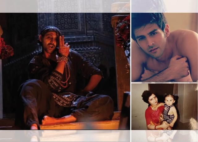 (Clockwise from left) A still from his latest film and biggest hit yet; a picture from the early days of his career; Kartik and his mother Mala Tiwari in a throwback shot he posted on Mother’s Day (Clockwise from left) A still from his latest film and biggest hit yet; a picture from the early days of his career; Kartik and his mother Mala Tiwari in a throwback shot he posted on Mother’s Day