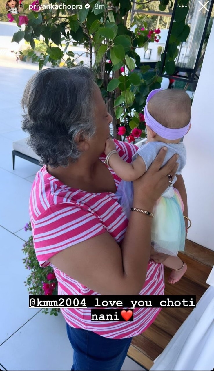 Baby Malti Marie with her grand aunt Kiran Mathur.&nbsp;