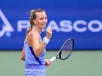 Petra Kvitova, of the Czech Republic, reacts after defeating Madison Keys, of the United States, during the Western & Southern Open tennis tournament(AP) Petra Kvitova, of the Czech Republic, reacts after defeating Madison Keys, of the United States, during the Western & Southern Open tennis tournament(AP)