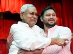 Bihar chief minister Nitish Kumar and his deputy Tejashwi Yadav in Patna. (ANI file)