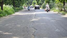 Road construction work abandoned mid-way in Model Town area, Ludhiana. (Harvinder Singh/HT)