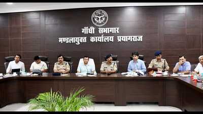 A meeting to review Mahakumbh preparations under way in Prayagraj on Saturday. (HT photo) A meeting to review Mahakumbh preparations under way in Prayagraj on Saturday. (HT photo)