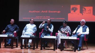 A panel discussion on former bureaucrat Anil Swarup’s books underway in Lucknow. (HT PHOTO) A panel discussion on former bureaucrat Anil Swarup’s books underway in Lucknow. (HT PHOTO)