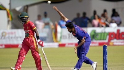 Shardul Thakur in action during the 2nd ODI match between India and Zimbabwe at Harare Sports Club (BCCI Twitter) Shardul Thakur in action during the 2nd ODI match between India and Zimbabwe at Harare Sports Club (BCCI Twitter)