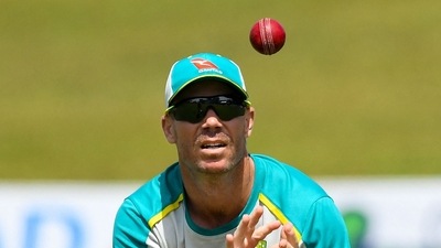 Australia's David Warner fields a ball during a practice session. (AFP) Australia's David Warner fields a ball during a practice session. (AFP)