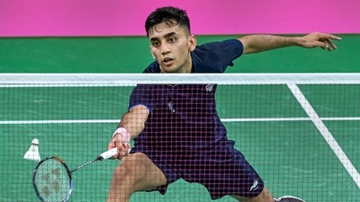 India's Lakshya Sen in action. (PTI) India's Lakshya Sen in action. (PTI)
