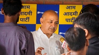 Delhi deputy CM Manish Sisodia talks to the media at his residence in New Delhi, (PTI) Delhi deputy CM Manish Sisodia talks to the media at his residence in New Delhi, (PTI)