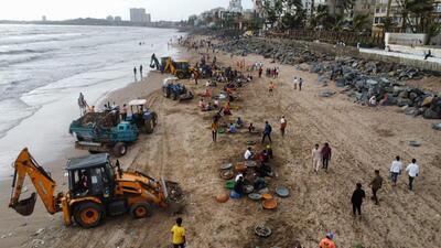 From 10am to 7pm on Sunday, Shah along with 250 volunteers and 180 BMC workers, armed with five excavators cleaned the beach (HT Photo) From 10am to 7pm on Sunday, Shah along with 250 volunteers and 180 BMC workers, armed with five excavators cleaned the beach (HT Photo)