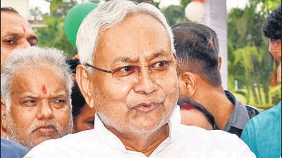 Bihar Chief Minister Nitish Kumar speaks to the media, in Patna on Friday. (Aftab Alam Siddiqui) Bihar Chief Minister Nitish Kumar speaks to the media, in Patna on Friday. (Aftab Alam Siddiqui)