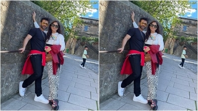 On Sunday, Rahul Vaidya posted a few unseen throwback pictures from his Europe trip with Disha. The singer called his wife his favourite person and shared the photos he loved from their vacation. "Favourites with THE Favourite from a trip," Rahul captioned the post. Disha reacted to the post by dropping crying and kissing emojis in the comments. (Instagram) On Sunday, Rahul Vaidya posted a few unseen throwback pictures from his Europe trip with Disha. The singer called his wife his favourite person and shared the photos he loved from their vacation. "Favourites with THE Favourite from a trip," Rahul captioned the post. Disha reacted to the post by dropping crying and kissing emojis in the comments. (Instagram)