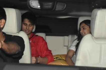 Sidharth Malhotra and Kiara Advani left in a car together. (Varinder Chawla) Sidharth Malhotra and Kiara Advani left in a car together. (Varinder Chawla)