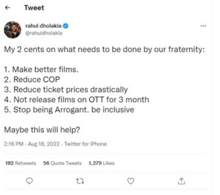 Rahul Dholakia's message for the film fraternity. Rahul Dholakia's message for the film fraternity.