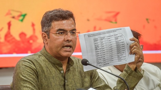 BJP MP Parvesh Verma addresses a press conference in New Delhi on Sunday.(PTI) BJP MP Parvesh Verma addresses a press conference in New Delhi on Sunday.(PTI)