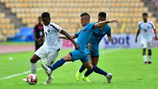 NorthEast United and Army Green players in action at the Durand Cup(Twitter/thedurandcup)