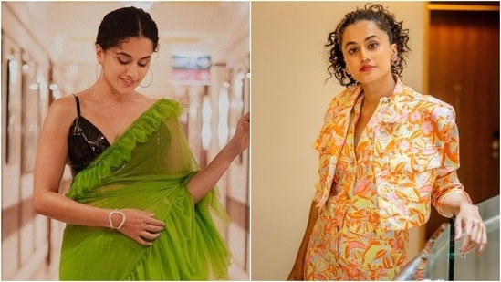 Taapsee Pannu's film, directed by Anurag Kashyap, Dobaaraa released in theatres on Friday. The actor has been promoting the film with full enthusiasm and bringing her best fashion foot forward with stylish looks. Today, her stylist Devki took to Instagram to drop all the outfits that Taapsee donned for the promotions, and they are nothing less than stunning. Check them out below.(Instagram/@dev213)