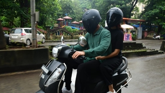 Anushka wore a black shirt and pants while Virat chose a green shirt and black pants for their joyride