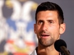 Novak Djokovic speaks during a press conference.(AFP) Novak Djokovic speaks during a press conference.(AFP)