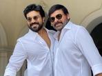 Ram Charan shares a picture with dad Chiranjeevi. Ram Charan shares a picture with dad Chiranjeevi.