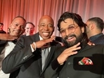 Allu Arjun poses with NYC's mayor Eric Adams. Allu Arjun poses with NYC's mayor Eric Adams.