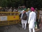 Farmers start arriving to take part in the Jantar Mantar protest rally in New Delhi,(ANI) Farmers start arriving to take part in the Jantar Mantar protest rally in New Delhi,(ANI)