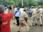 Police resort to lathi charge in Jaipur to disperse mob during filing of nominations for students' union elections on Monday, August 22, 2022. (Screengrab/ANI video)