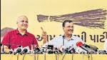 Delhi chief minister Arvind Kejriwal and Deputy chief minister Manish Sisodia address a press conference in Ahmedabad. (PTI photo) Delhi chief minister Arvind Kejriwal and Deputy chief minister Manish Sisodia address a press conference in Ahmedabad. (PTI photo)