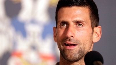 Novak Djokovic speaks during a press conference. (AFP) Novak Djokovic speaks during a press conference. (AFP)