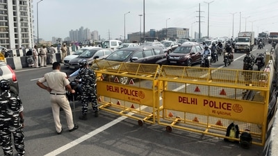 Traffic movement may be affected in many parts of Delhi as the police have put barricades at border points, officials said. (PTI) Traffic movement may be affected in many parts of Delhi as the police have put barricades at border points, officials said. (PTI)