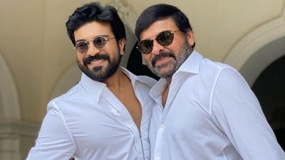 Ram Charan shares a picture with dad Chiranjeevi. Ram Charan shares a picture with dad Chiranjeevi.
