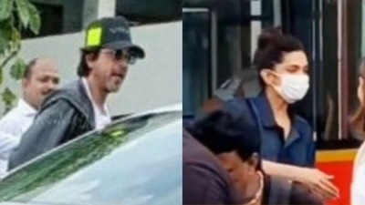 Shah Rukh Khan and Deepika Padukone were seen together in Chennai. Shah Rukh Khan and Deepika Padukone were seen together in Chennai.