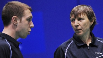 Svetlana Zilberman(right) paired with her son Misha Zilberman to win in round of 64 at the ongoing Badminton World Championships 2022 Svetlana Zilberman(right) paired with her son Misha Zilberman to win in round of 64 at the ongoing Badminton World Championships 2022