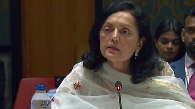 Ruchira Kamboj said the principles behind “common security” include upholding the rules-based world order underpinned by international law and was based on respect for sovereignty and territorial integrity of all states (Screengrab)