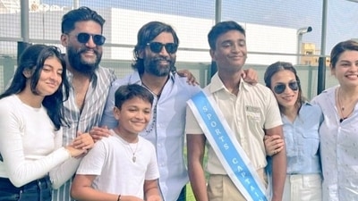 Dhanush and Aishwaryaa Rajinikanth with their sons Yatra and Linga. Dhanush and Aishwaryaa Rajinikanth with their sons Yatra and Linga.
