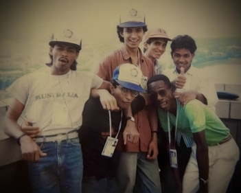 Nikhil Alva, Ravi Ramachandran and KK in Pyongyang, North Korea in 1989. (Photo credit: Nikhil Alva)