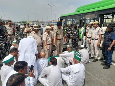 Farmers protesting at Ghazipur in Delhi. (HT Photo)