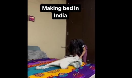 A screengrab from the video that captures how people make their bed. (Instagram/@kalpanik_katha)