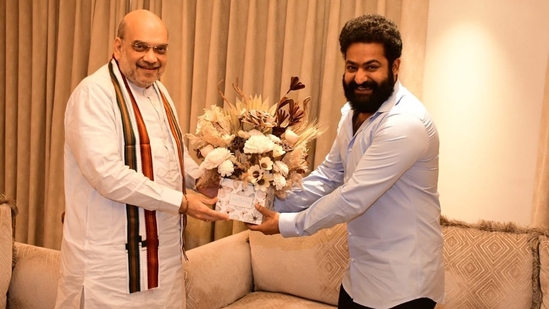 Amit Shah and Jr NTR met in Hyderabad.