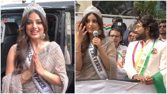 Miss Universe Harnaaz Sandhu represents India, meets Allu Arjun at the India Day parade in New York&nbsp;(Instagram)