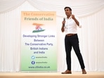 Conservative leadership candidate Rishi Sunak speaks during a Conservative Friends of India event at the Dhamecha lohana centre in Harrow, London, Britain August 22, 2022.
