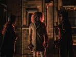 Leslie Grace and Michael Keaton in costume in a still from Batgirl. Leslie Grace and Michael Keaton in costume in a still from Batgirl.