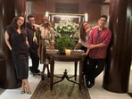 Karisma Kapoor, Karan Johar, Natasha Poonawalla and Kareena Kapoor inside Manish Malhotra's home. Karisma Kapoor, Karan Johar, Natasha Poonawalla and Kareena Kapoor inside Manish Malhotra's home.