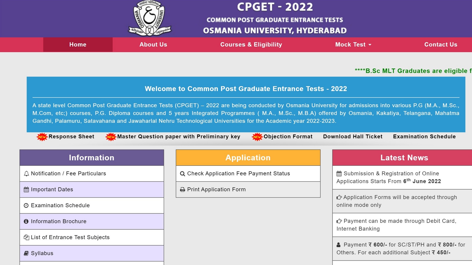 TS CGPET 2022 answer key released at cpget.tsche.ac.in, get link here