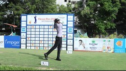 Chandigarh’s Karandeep Kochhar takes a swing at the Tamil Nadu Golf Federation golf course in Chennai.