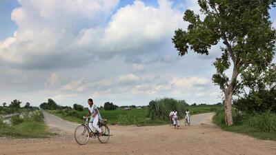 Girls cycling to school near Jewar in Uttar Pradesh. (Ajay Aggarwal /HT Photo) Girls cycling to school near Jewar in Uttar Pradesh. (Ajay Aggarwal /HT Photo)