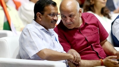 (File) Delhi CM Arvind Kejriwal interacts with Deputy CM Manish Sisodia at the 'Har Hath Tiranga' program on the eve of Independence Day 2022, in New Delhi.. (ANI Photo) (File) Delhi CM Arvind Kejriwal interacts with Deputy CM Manish Sisodia at the 'Har Hath Tiranga' program on the eve of Independence Day 2022, in New Delhi.. (ANI Photo)