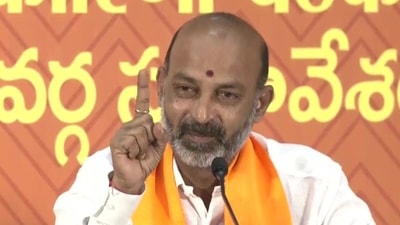 Telangana BJP chief Bandi Sanjay Kumar addresses a press conference. (Twitter/ANI) Telangana BJP chief Bandi Sanjay Kumar addresses a press conference. (Twitter/ANI)